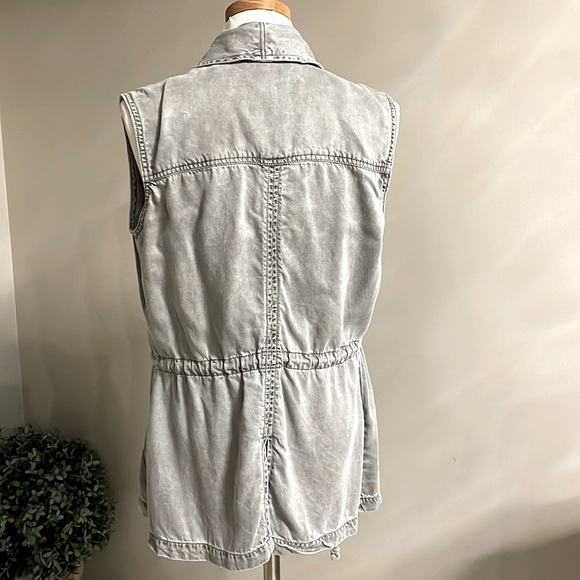 MAX JEANS women’s Drape Open Front Utility soft Vest adj draw string waist XS - Picture 9 of 15